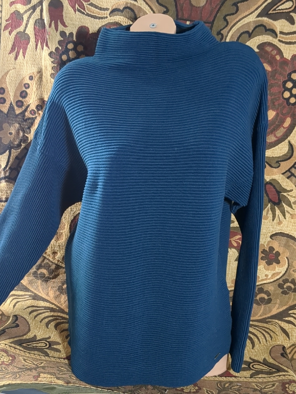 Ivanka Trump Teal Turtleneck Ribbed Sweater